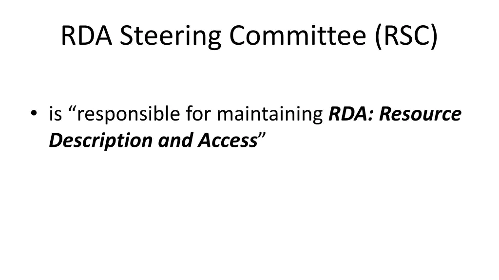 rda steering committee rsc