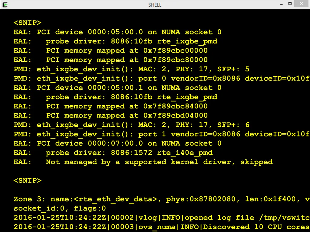 snip eal pci device 0000 05 00 0 on numa socket