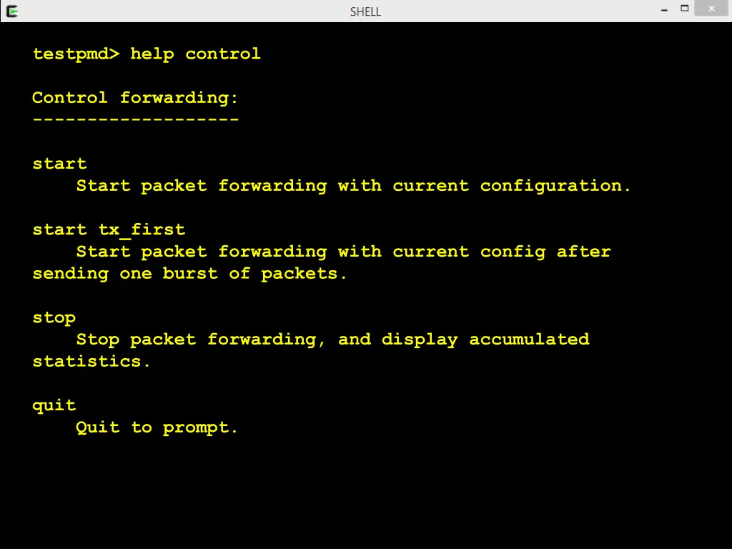 testpmd help control