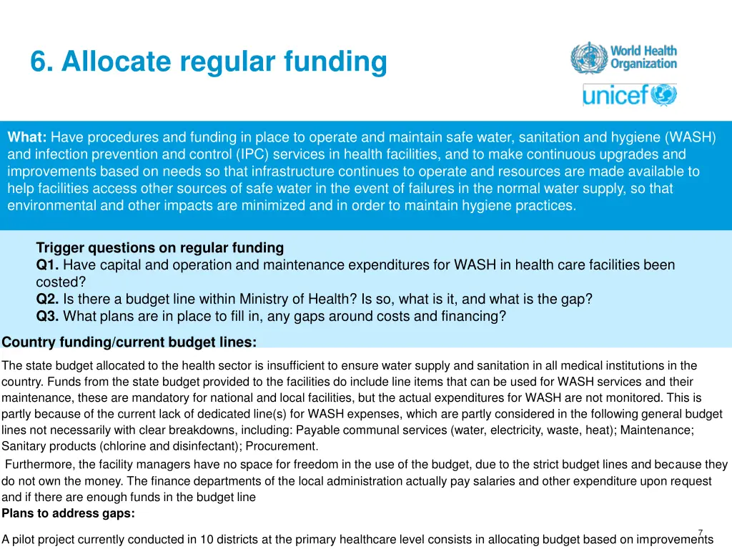 6 allocate regular funding