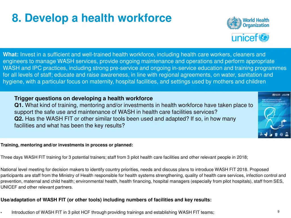 8 develop a health workforce