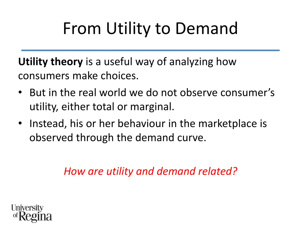 from utility to demand