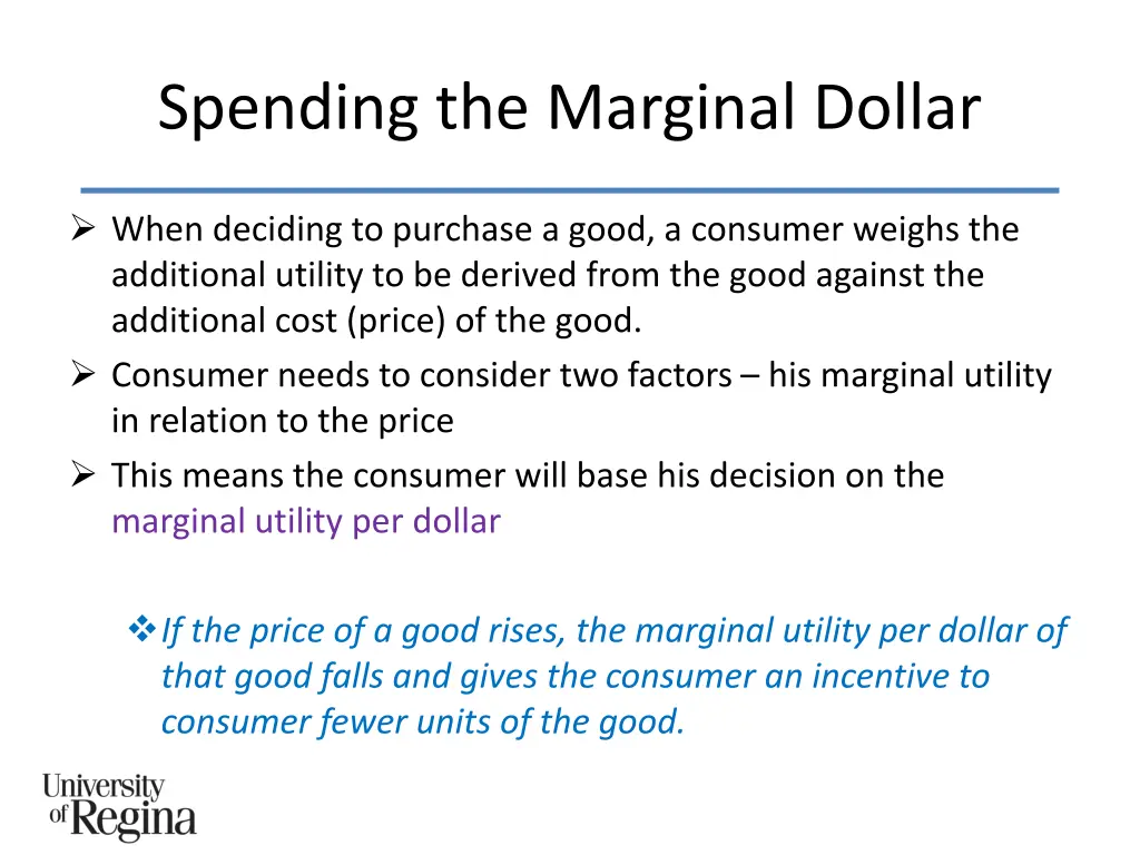 spending the marginal dollar