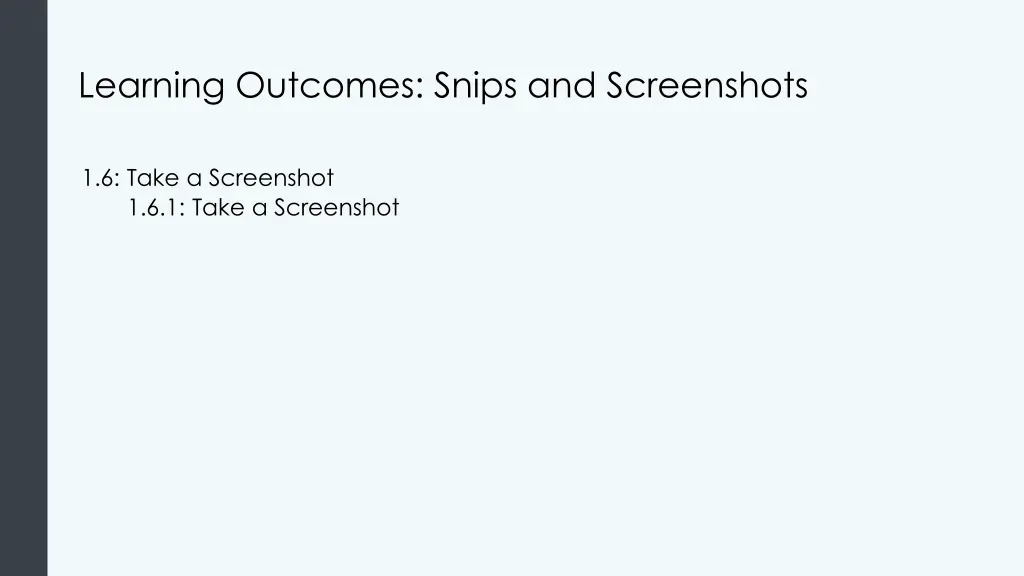 learning outcomes snips and screenshots