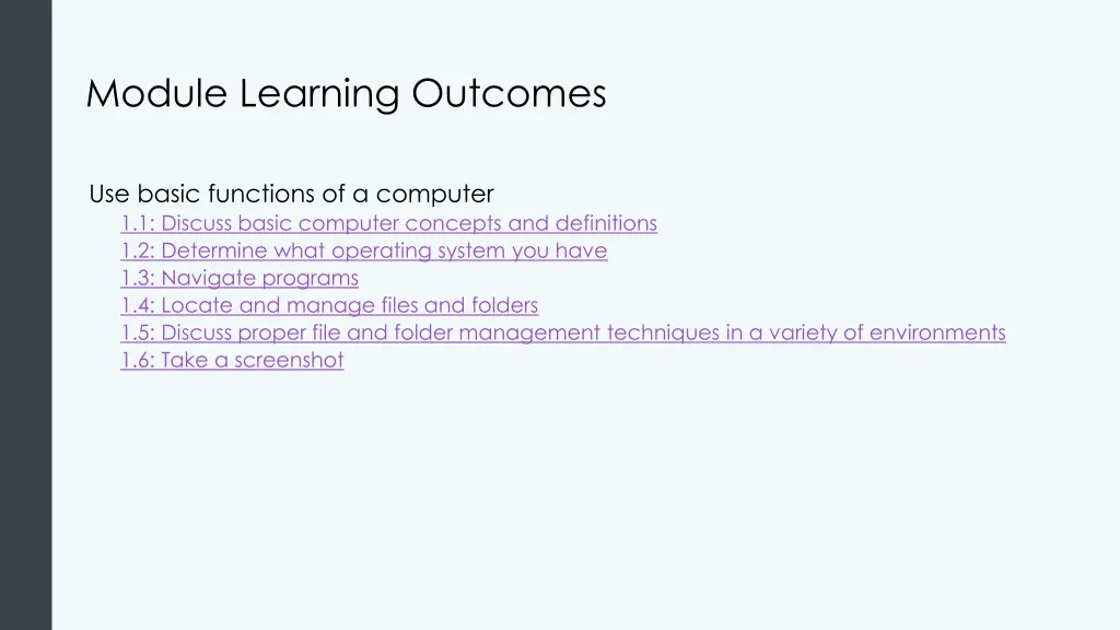 module learning outcomes