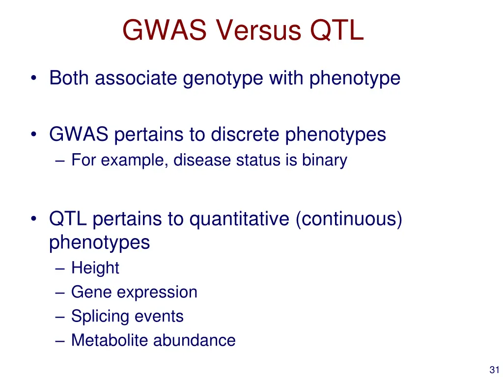 gwas versus qtl