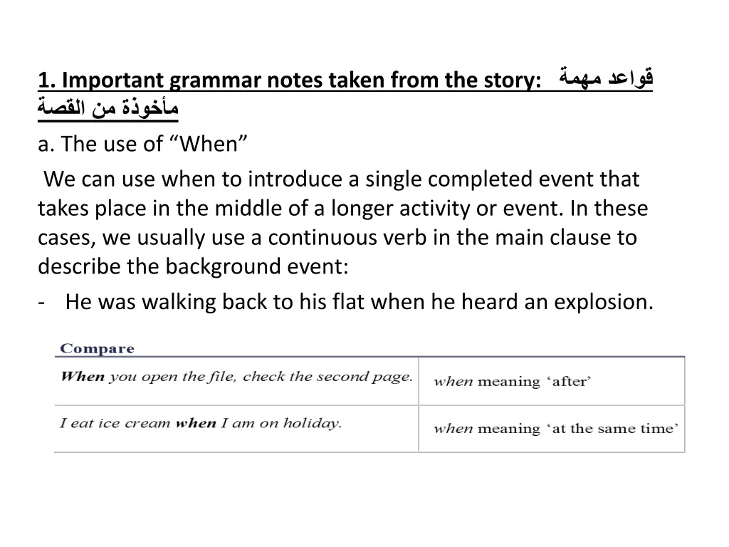 1 important grammar notes taken from the story