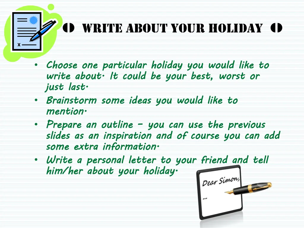 write about your holiday