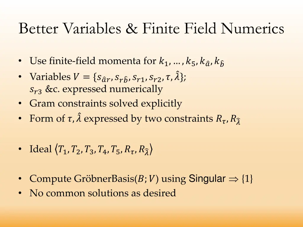 better variables finite field numerics