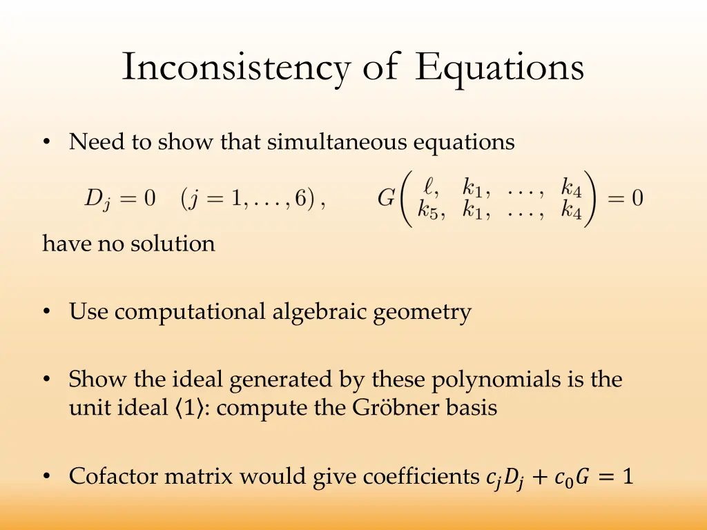 inconsistency of equations