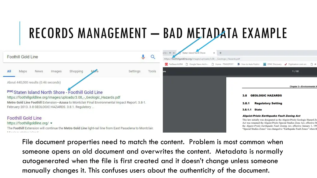 records management bad metadata example