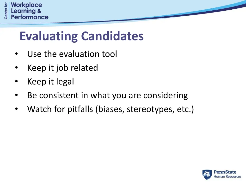 evaluating candidates