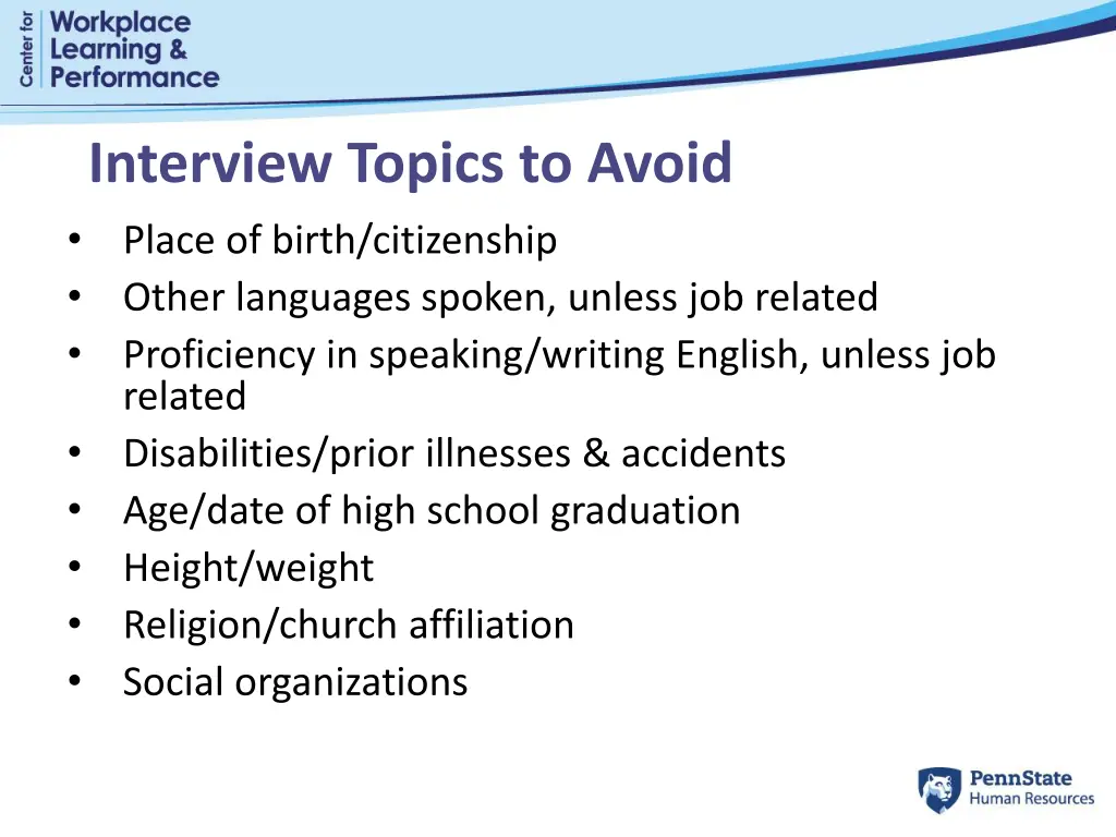 interview topics to avoid 1