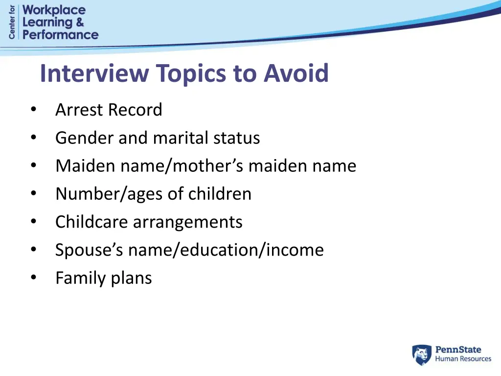 interview topics to avoid