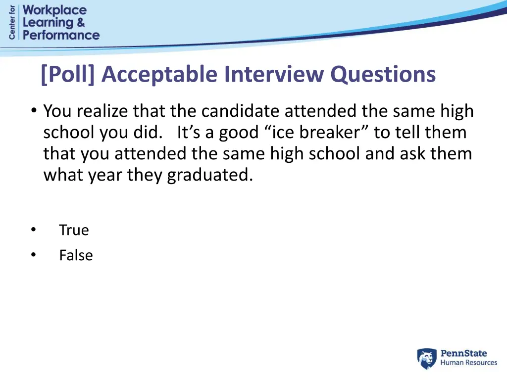 poll acceptable interview questions