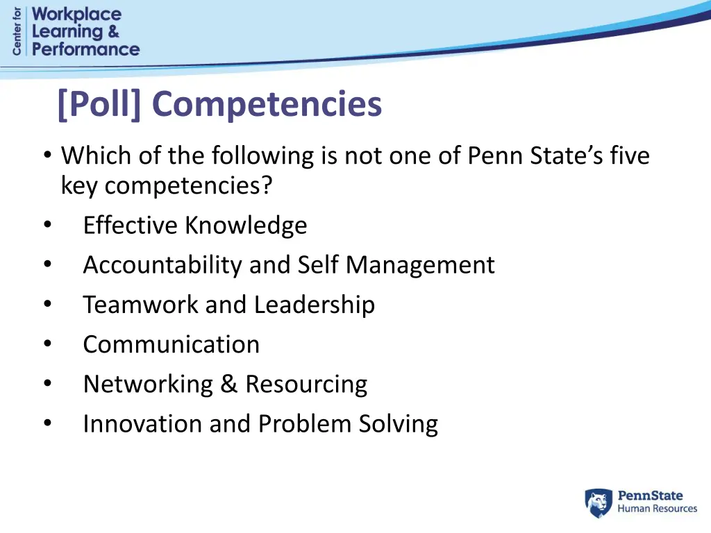 poll competencies which of the following