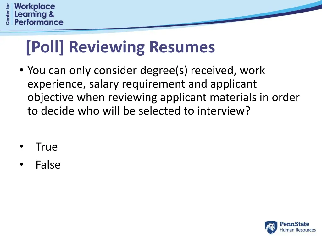 poll reviewing resumes you can only consider