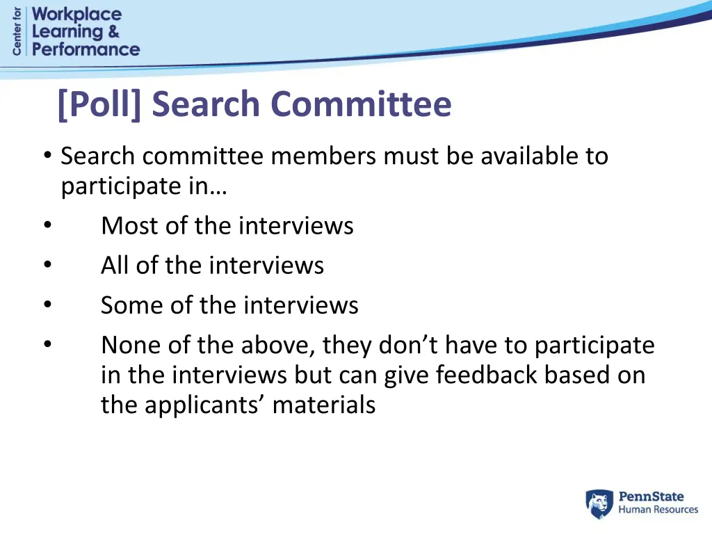 poll search committee search committee members