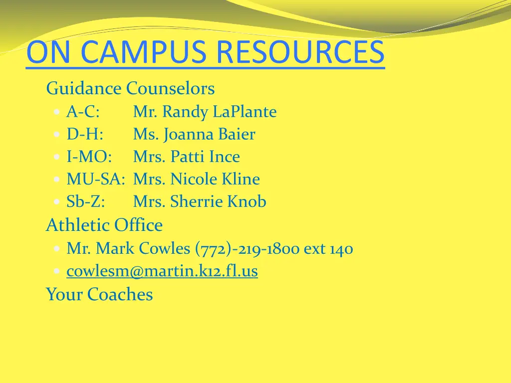 on campus resources guidance counselors