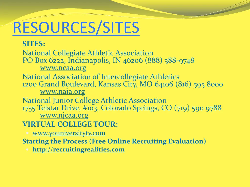 resources sites sites national collegiate