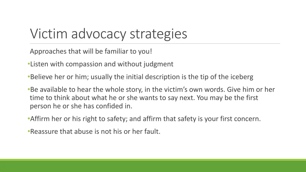 victim advocacy strategies