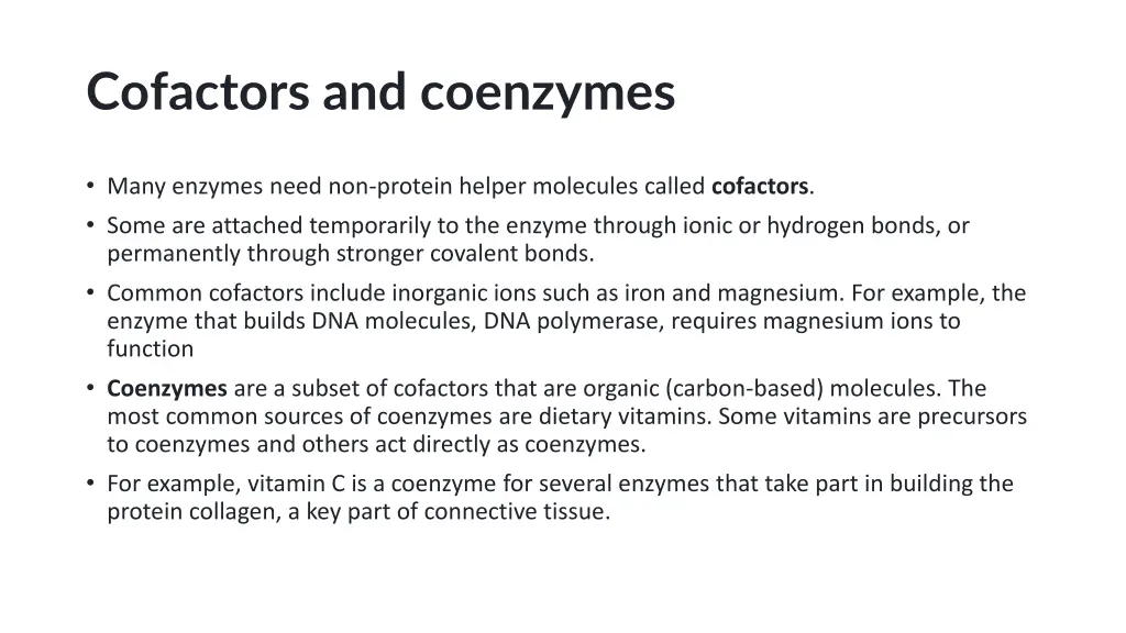 cofactors and coenzymes