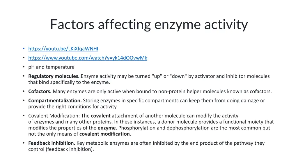 factors affecting enzyme activity