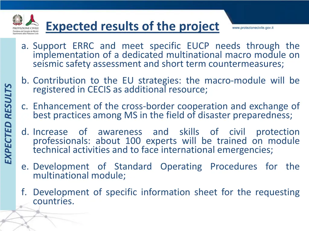 expected results of the project