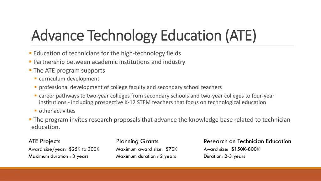 advance technology education ate advance