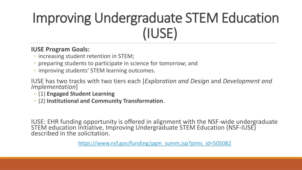 improving undergraduate stem education improving