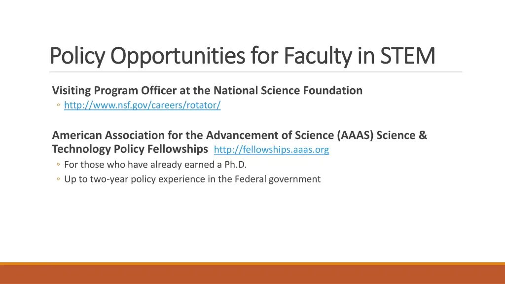 policy opportunities for faculty in stem policy