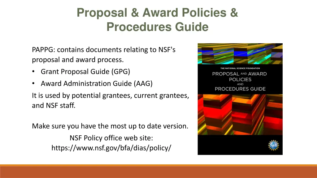 proposal award policies procedures guide