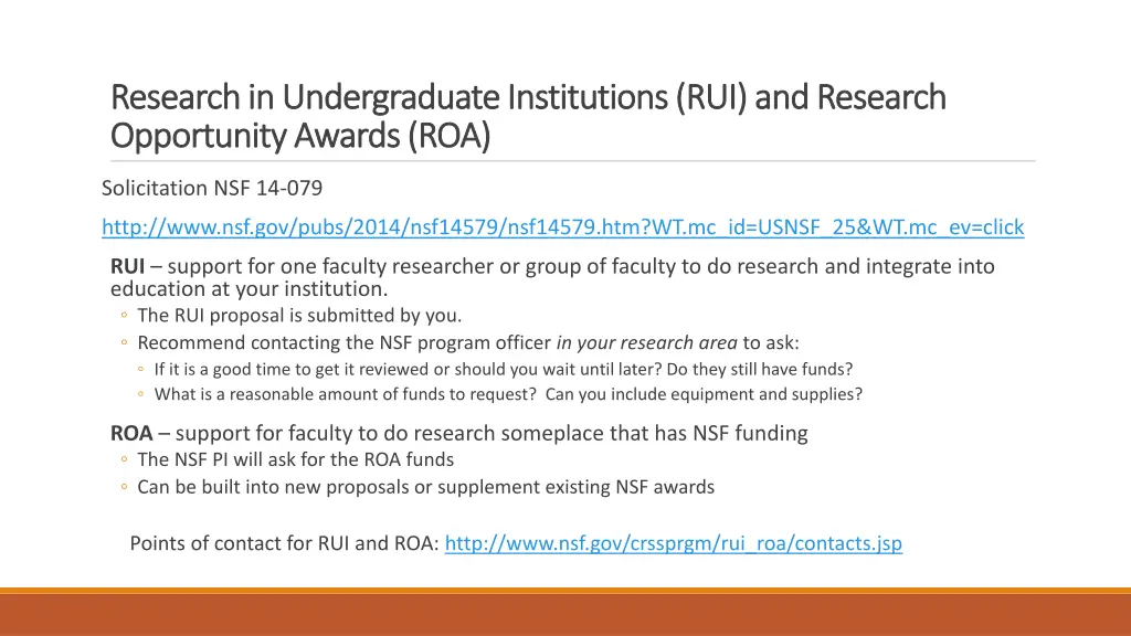 research in undergraduate institutions