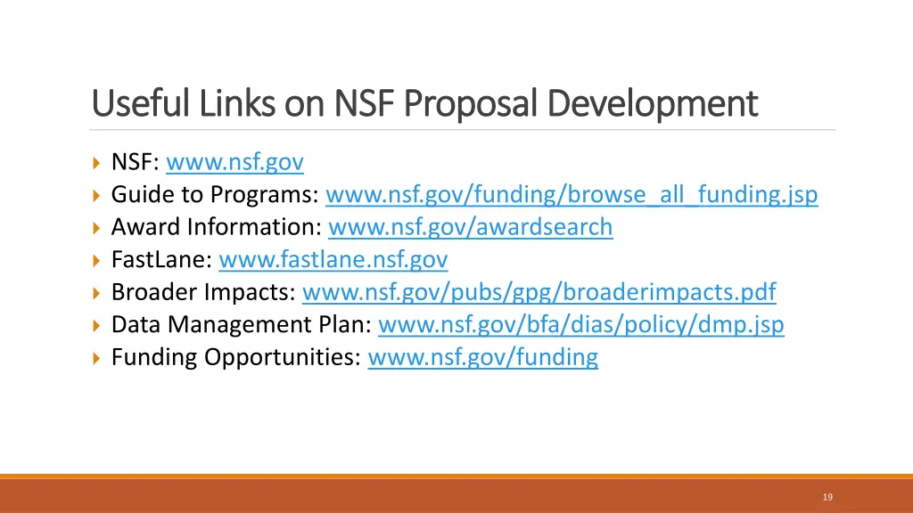 useful links on nsf proposal development useful