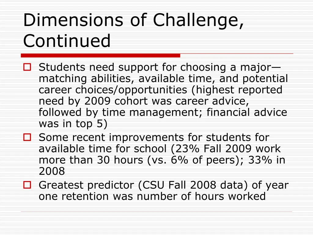 dimensions of challenge continued