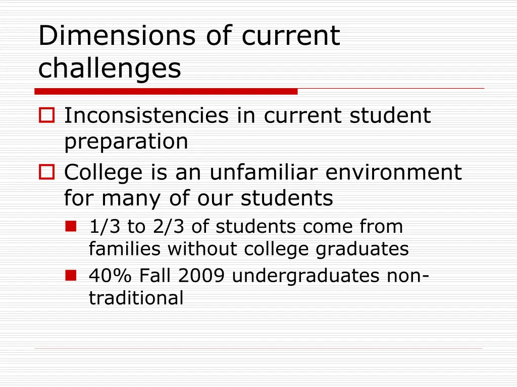 dimensions of current challenges