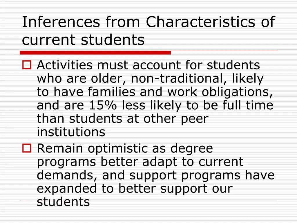 inferences from characteristics of current