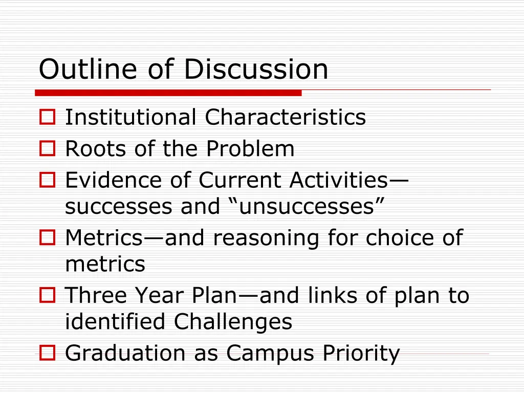 outline of discussion