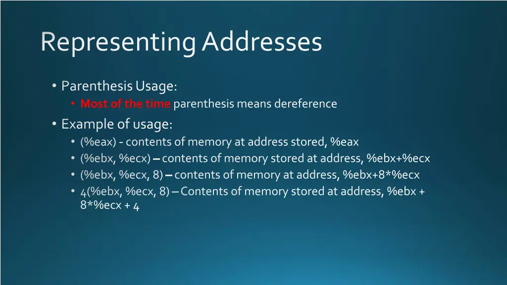 representing addresses