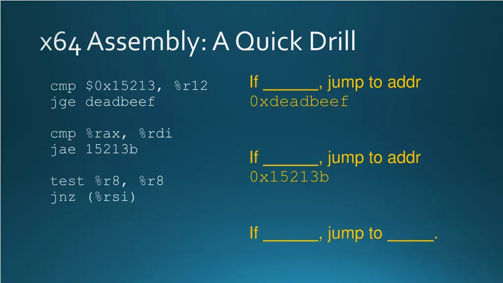 x64 assembly a quick drill