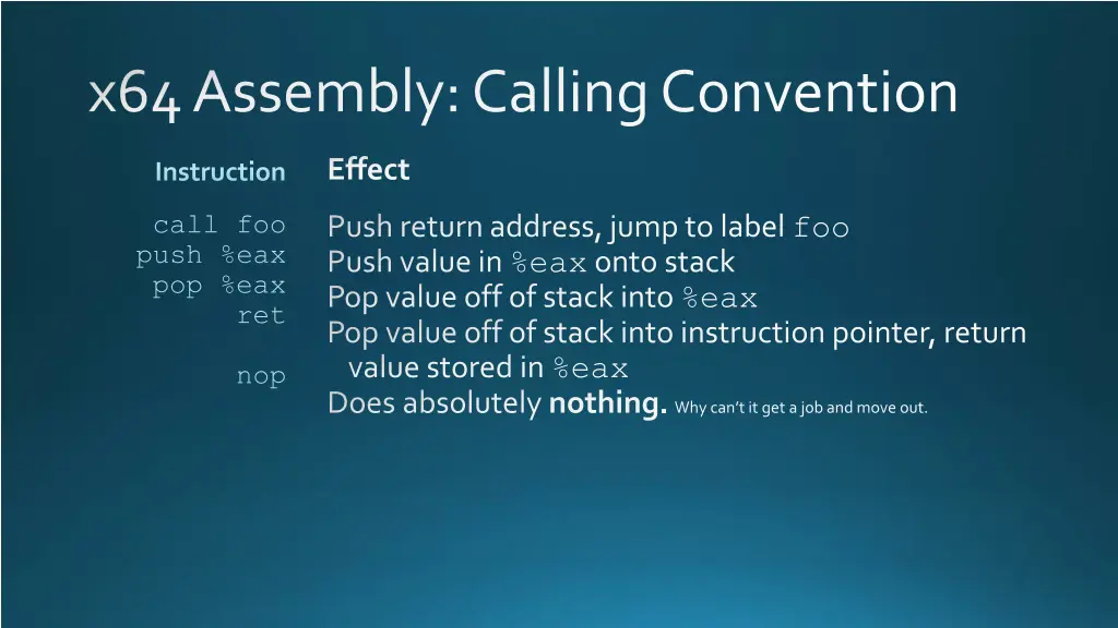 x64 assembly calling convention