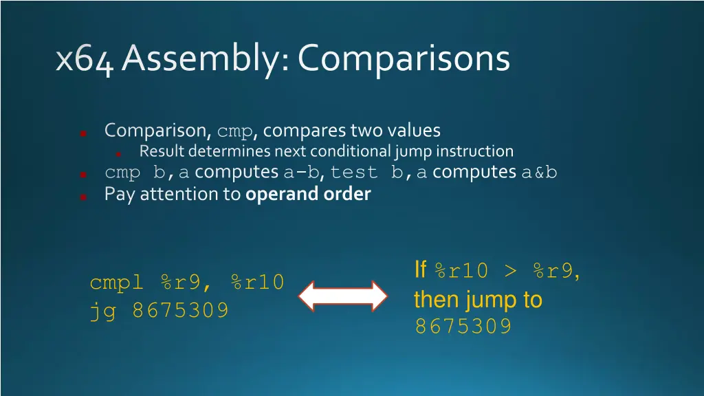 x64 assembly comparisons