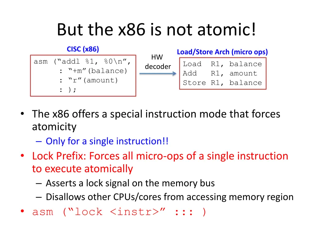 but the x86 is not atomic