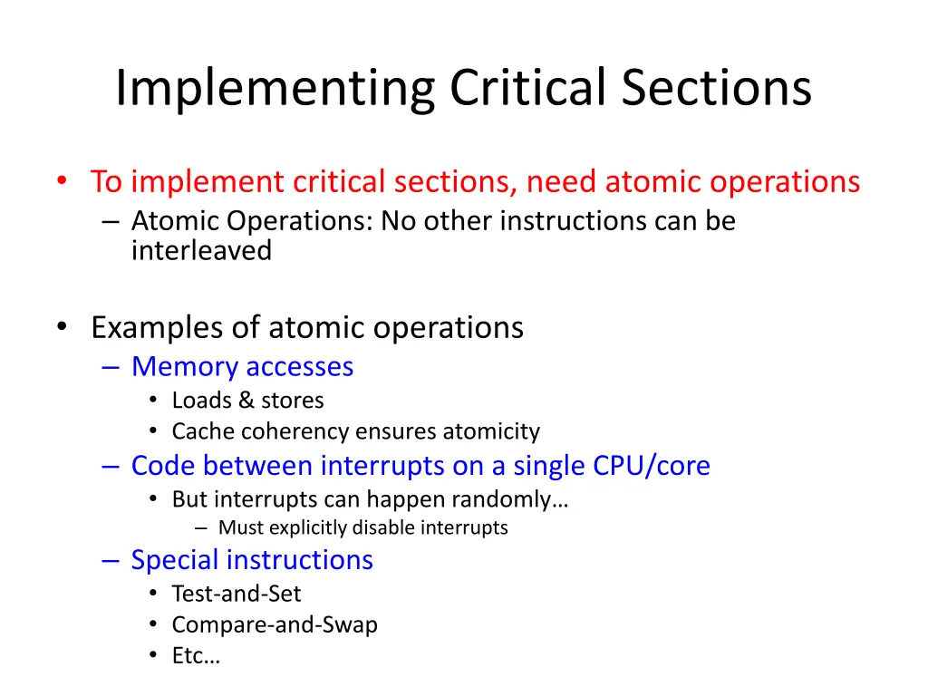 implementing critical sections