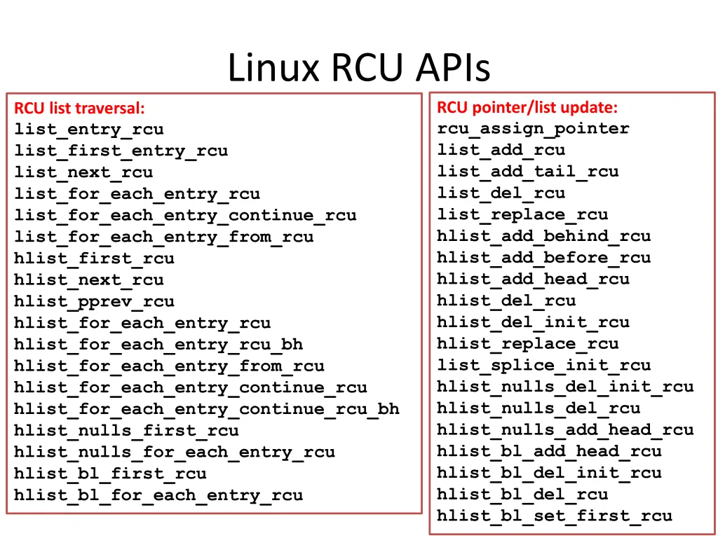 linux rcu apis