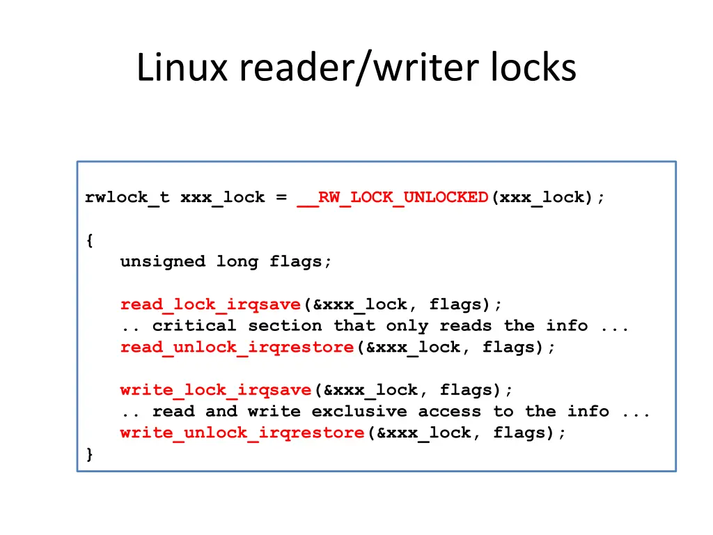 linux reader writer locks