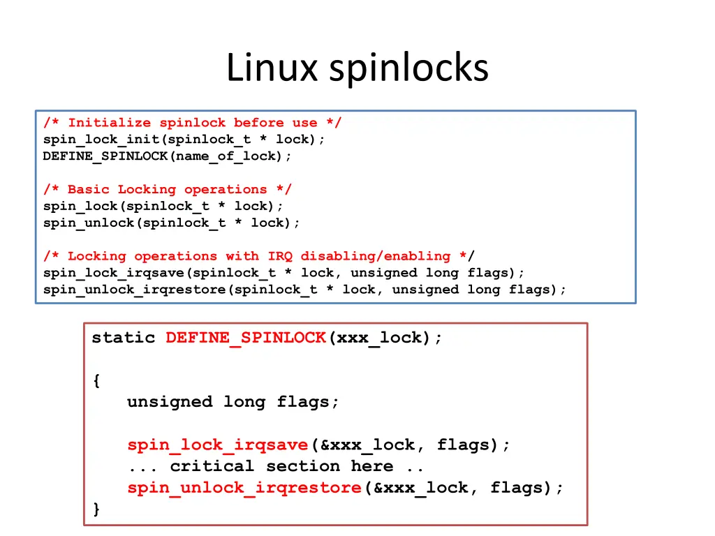 linux spinlocks