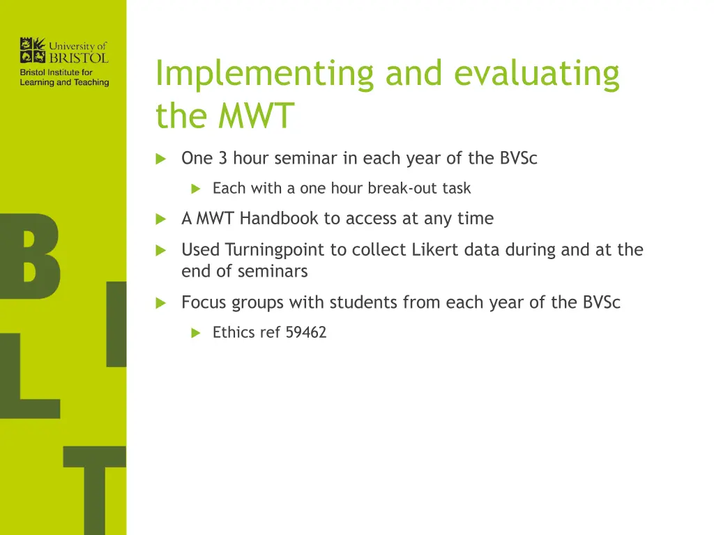 implementing and evaluating the mwt