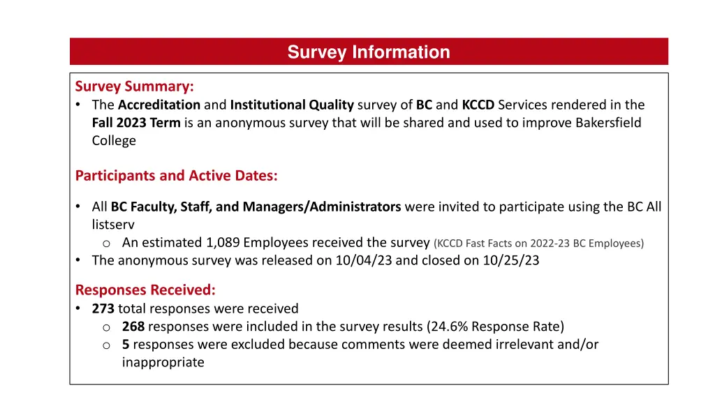 survey information