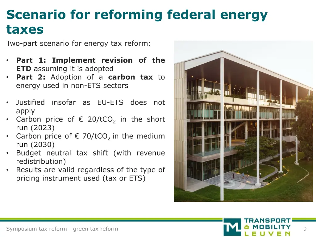 scenario for reforming federal energy taxes